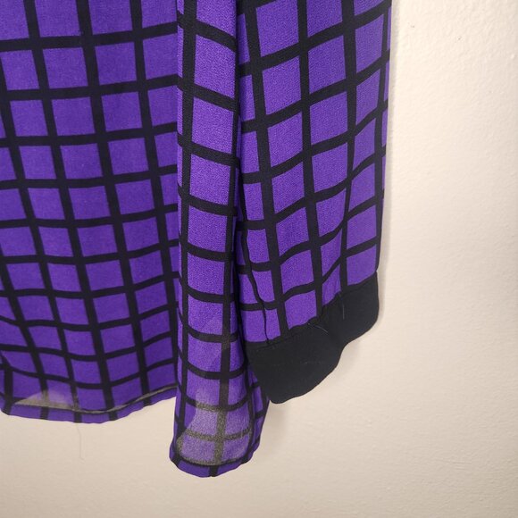 Michael Kors Sheer Purple and Black Dress Blouse with Zipper Accents Size XLarge - Picture 7 of 16